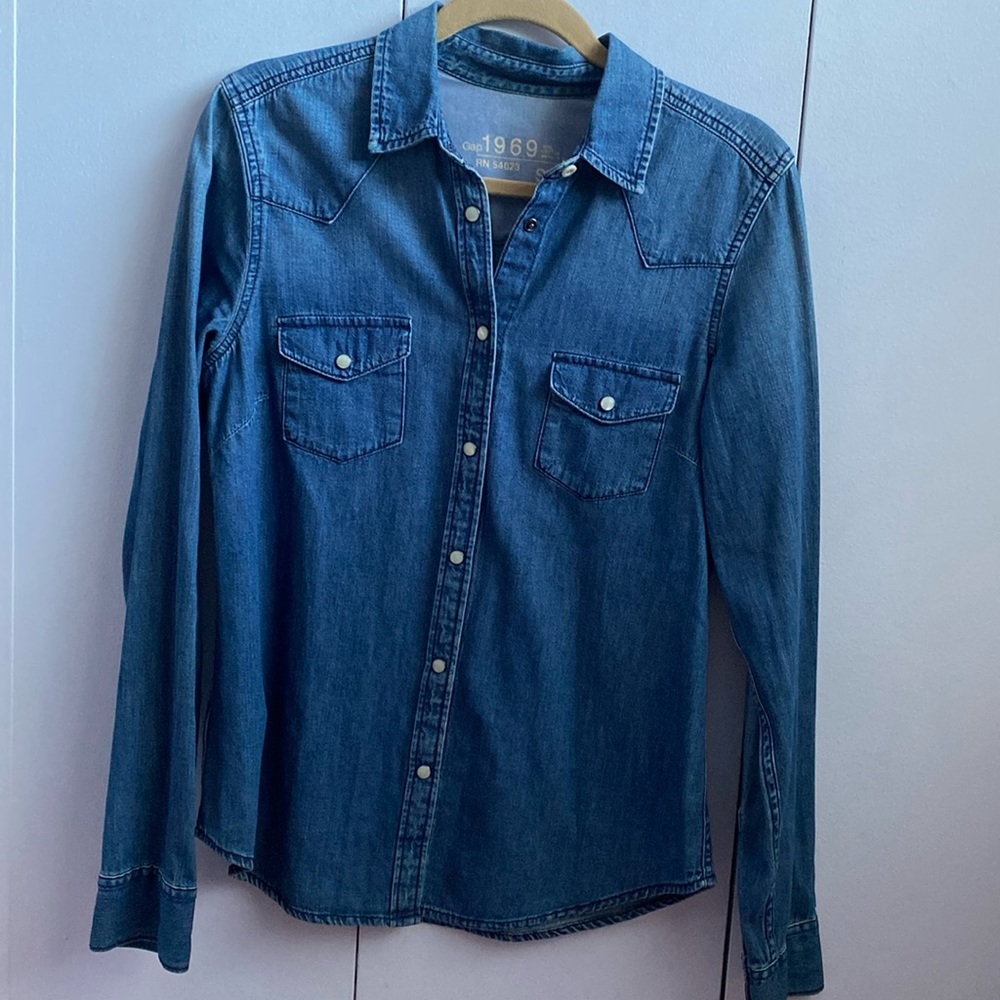 Denim snap button shirt